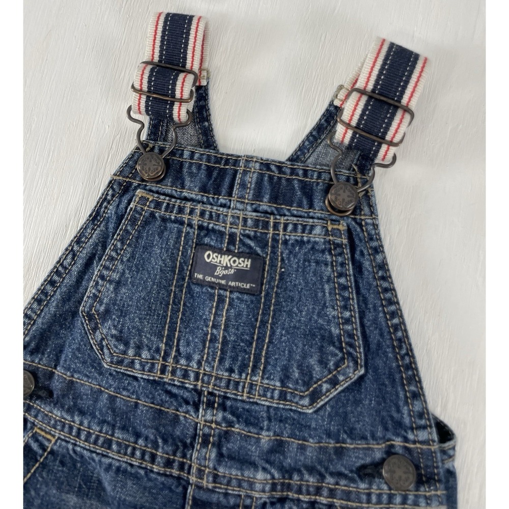 Osh Kosh Denim Overalls Size 9-12 Months Shortalls Blue Jean‎ Baby Cute - Picture 2 of 9